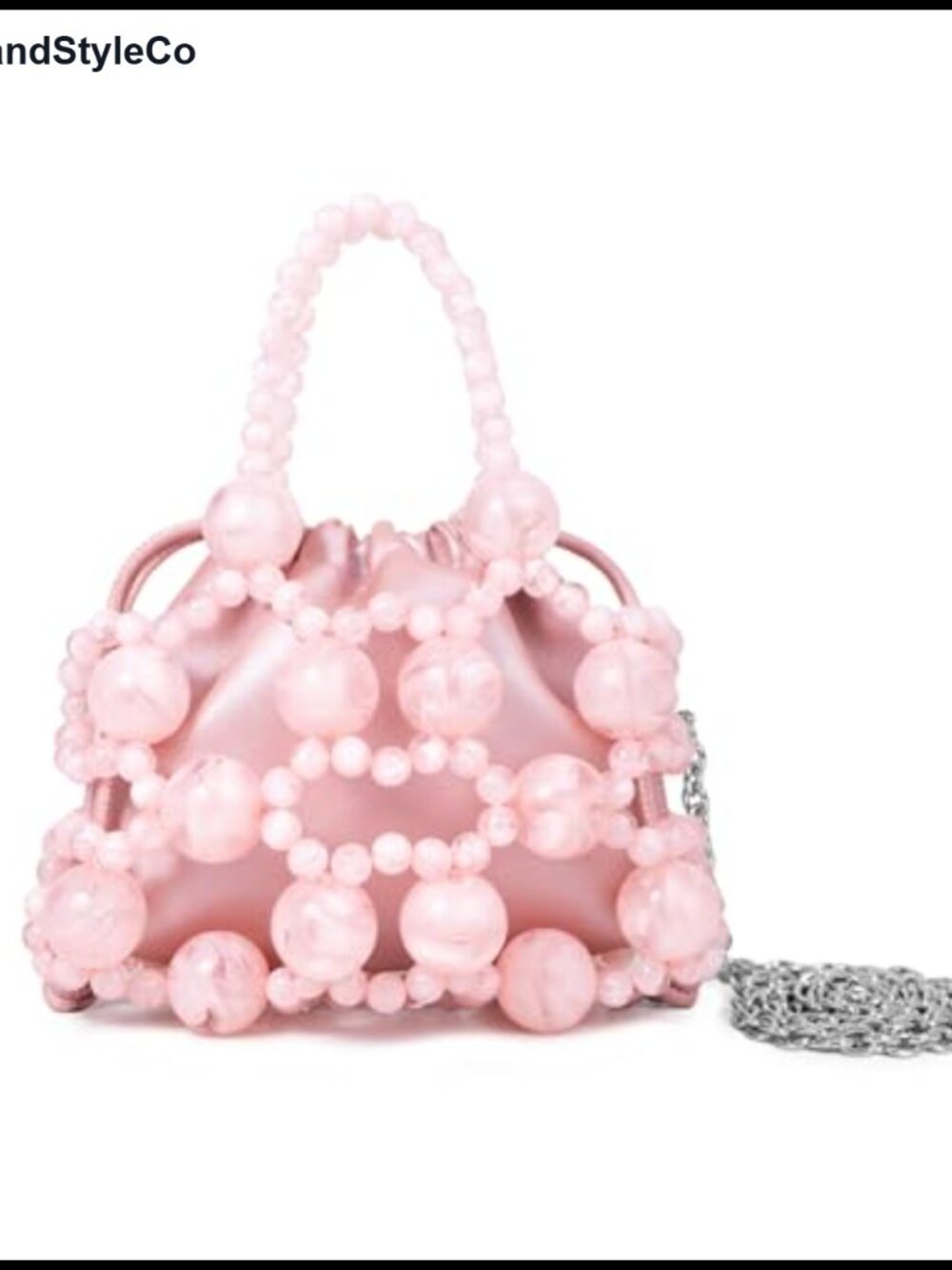 Hand-Beaded Acrylic Evening Clutch with Detachable Chain Strap